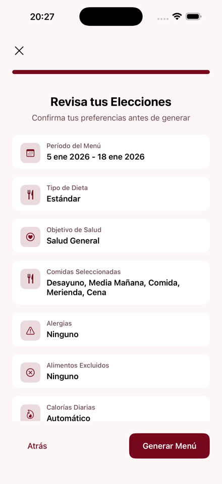 Resumen de preferencias